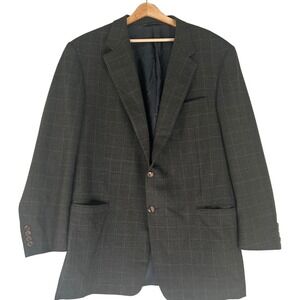Hickey Freeman Collection Men's 46 Long Wool Cashmere Plaid‎ Blazer Suit Jacket